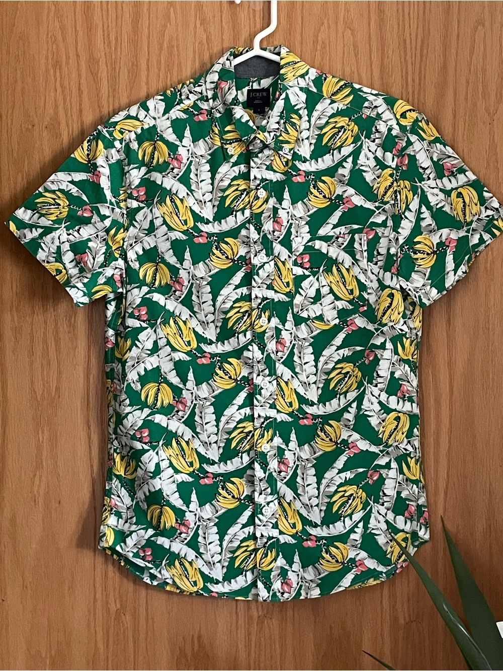 J. Crew Green Tropical Banana Print Short-Sleeve Button-Down Shirt